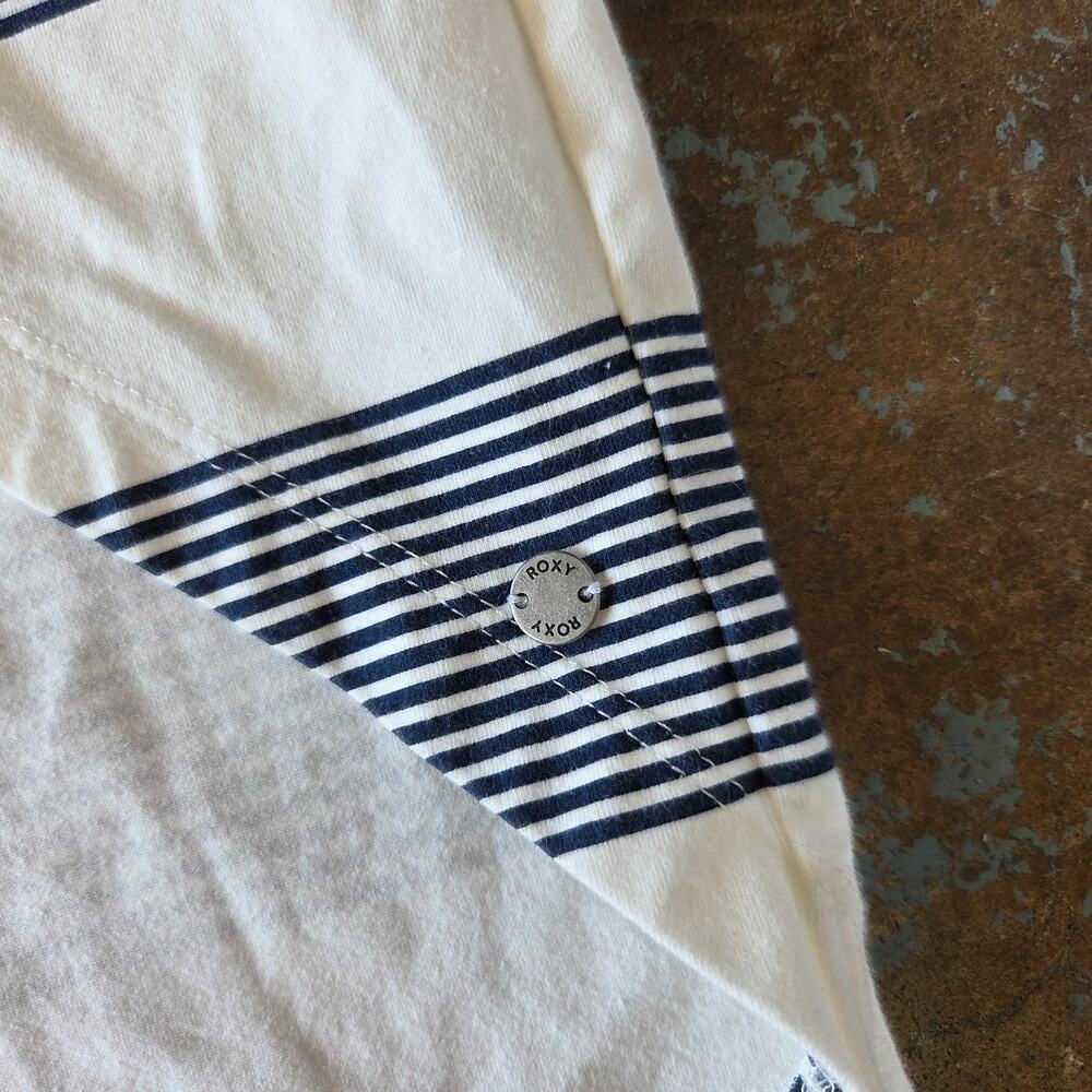 Roxy Ocean Stripe High Low Tulip Midi Skirt Size S White Blue Asymmetric Beachy - Picture 5 of 8